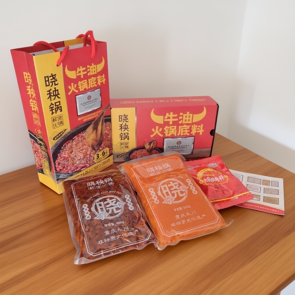 晓秧锅牛油火锅底料850g礼盒装重庆永川特产家用版鲜货老火锅调料