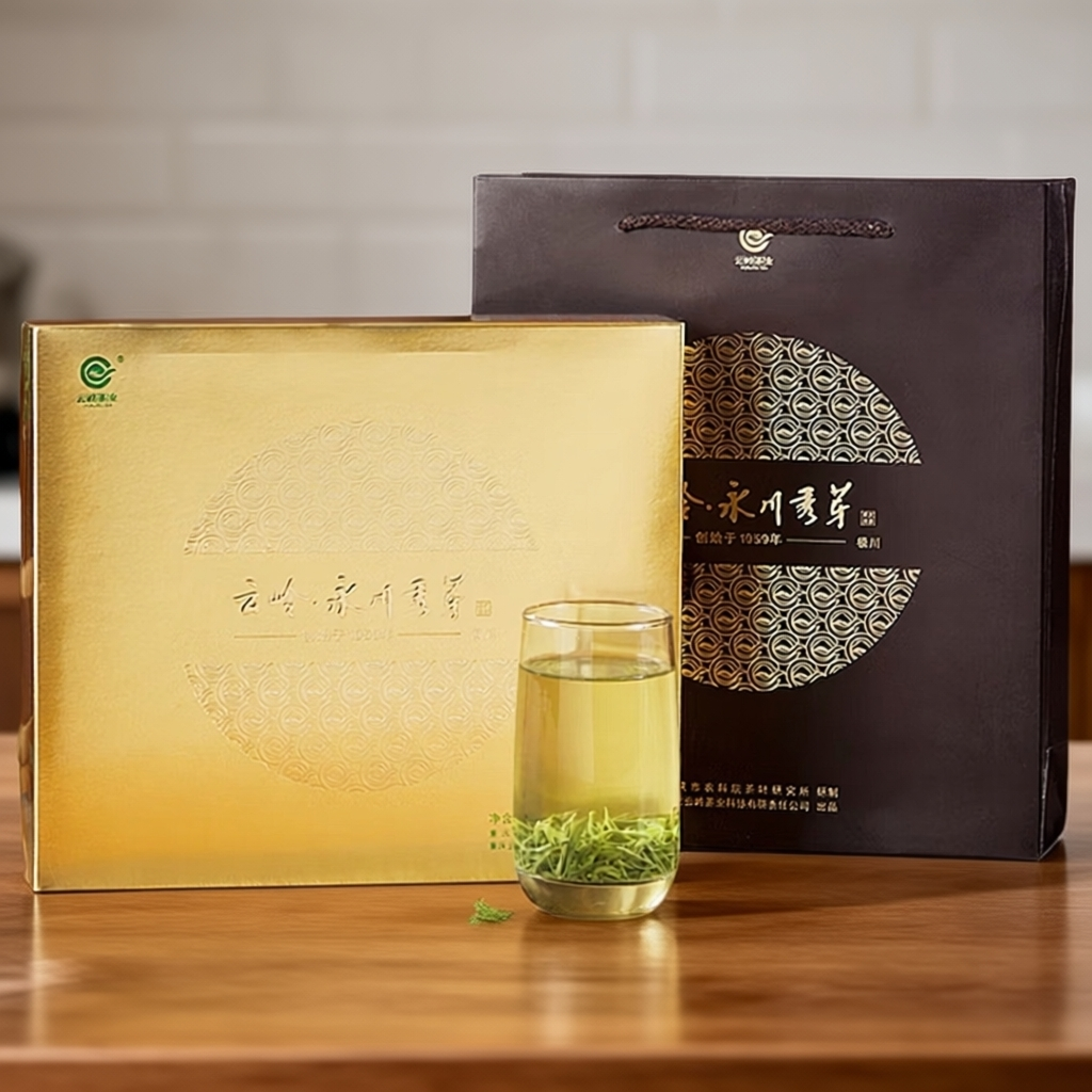 云岭永川秀芽-极川135g小泡礼盒装重庆特产新鲜春季绿茶明前茶叶