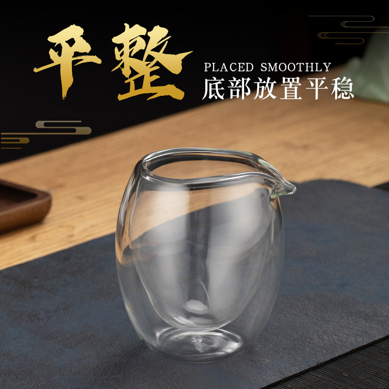 加厚双层玻璃公道杯耐热单个家用透明隔热公杯茶具分茶器泡茶工具图片