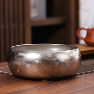 纯钛高端茶洗大号笔洗水盂茶具配件洗茶杯盆洗茶碗家用中式茶渣缸