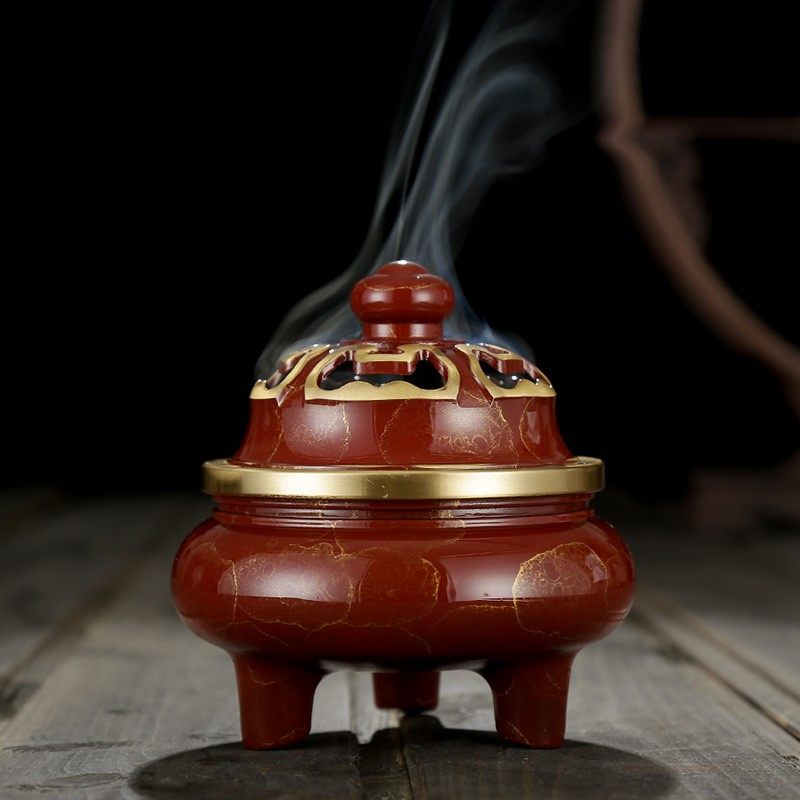 香炉家用室内纯铜香盘香檀香安神盘摆件创意香薰炉三足大号熏香炉