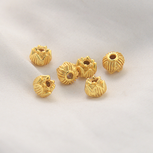 强保色沙金配件莲花手链隔珠古法金diy饰品配饰老金手工手串散珠