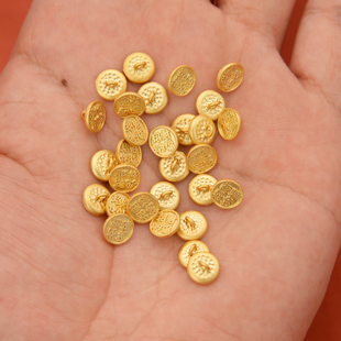 强保色沙金配件diy饰品古法金平安喜乐纽扣手链手绳编织压襟扣