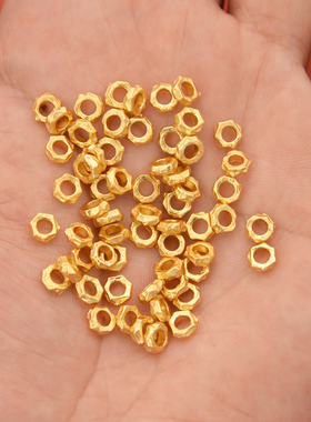 强保色沙金配件diy饰品古法金切面隔片跑环手链手绳编织配珠材料