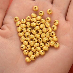 强保色沙金配件diy饰品配饰灯笼手链隔珠古法金手串散珠手绳隔片