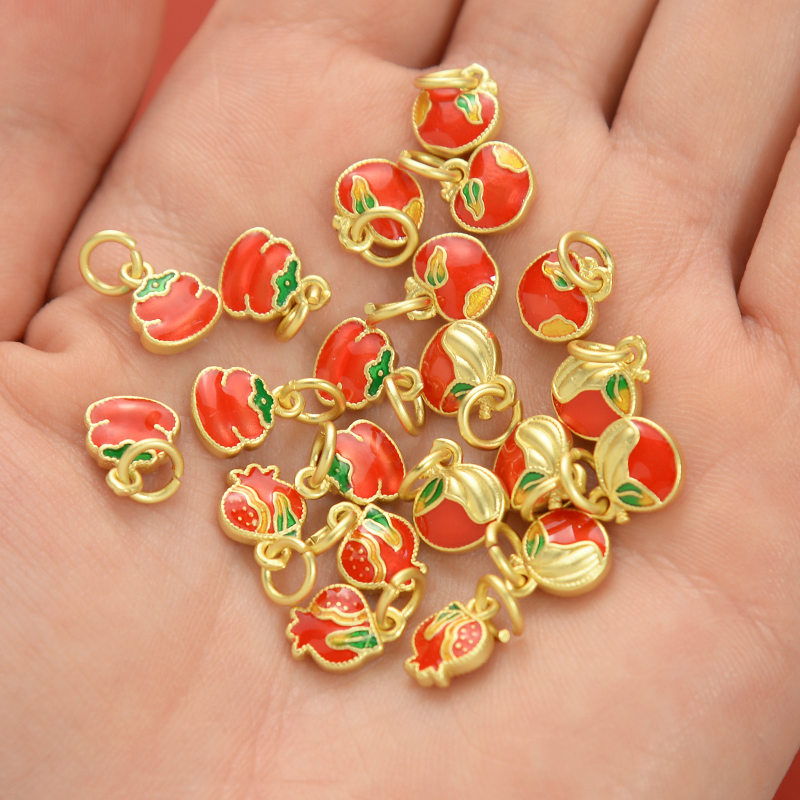 强保色沙金配件烧蓝景泰蓝吊坠古法金diy饰品配饰手链手串挂件