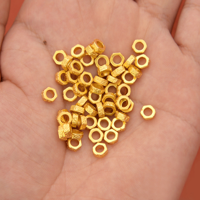 强保色沙金配件diy饰品古法金六字箴言隔珠手链手绳编织串珠配珠