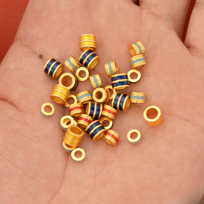 强保色沙金配件diy饰品古法金滴油烧蓝桶珠手链手绳编织配珠顶珠