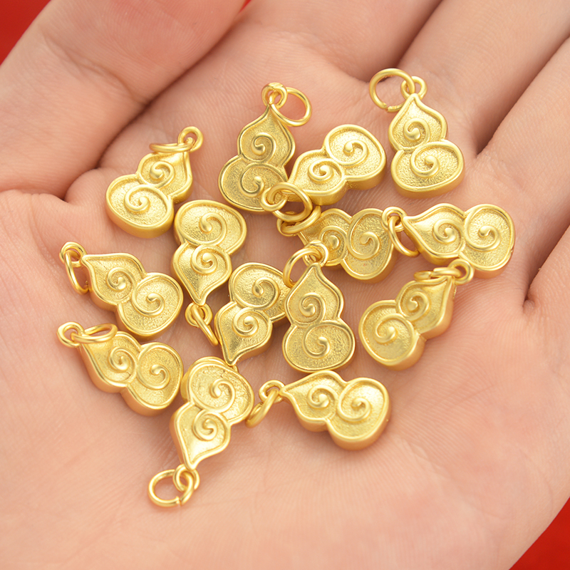 古法金diy配饰沙金配件葫芦项链吊坠手链挂件18k老金手串饰品材料