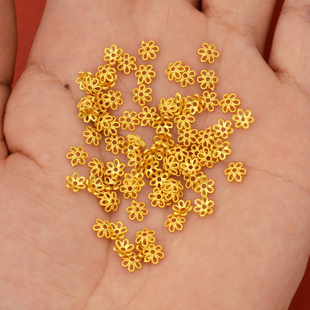 强保色沙金配件diy饰品古法金镂空花托垫片手链手绳编织配珠珠帽