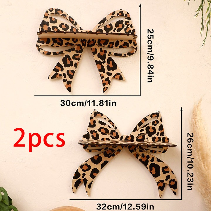 新品木质豹纹蝴蝶结样式水晶墙壁置物架简约家居卧室民宿装饰ZJ66