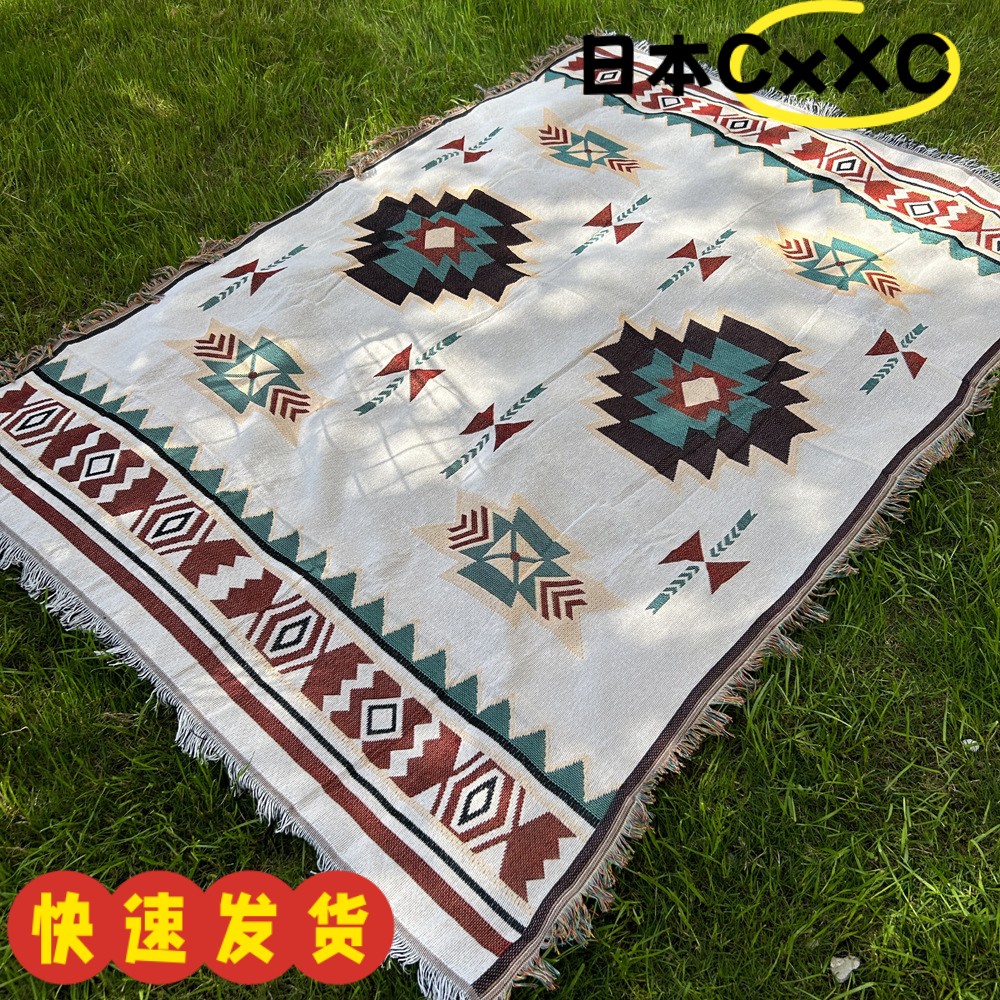 民族风野餐桌布户外野营坐垫帐篷地垫公园休闲地毯桌旗民宿装ZJ64