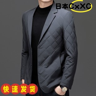 2025桑蚕丝棉衣男商务休闲棉服秋冬轻薄款 外套西服宝AD17 棉袄西装