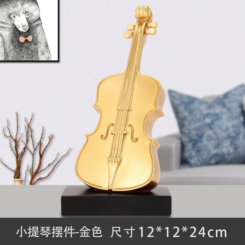 创意复古摆件轻奢仿真小提琴桌面装饰乐器摆件树脂工艺品家居ZJ58