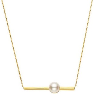 日本代购银镀金一粒珍珠平衡木不对称项链25年春季新款一个横杠