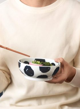 日本代购natural 69 swatch圆鼓鼓面碗小碗汤碗蓝色复古纹路日式