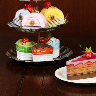 代购日本制Prairiedog三角纸杯蛋糕卷包装毛巾手巾今治手帕手绢