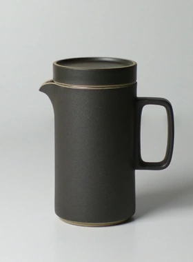 代购日本制HASAMI PORCELAIN陶土大茶漏茶壶黑色磨砂青色亮面