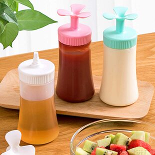 日本代购三叶草可倒立沙拉酱挤压瓶控番茄酱塑料液体调料瓶油壶