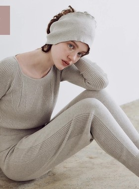 日本代购无痕针织秋衣秋裤短款打底衫高腰打底裤毛裤运动瑜伽风