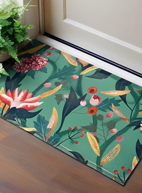 英国制进口Artsy Mats入户门垫 热带花朵玄关地垫PVC面条垫