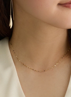 代购日本制镀金项链叶片形唇片链爆闪链金色银色厄瓜多尔链