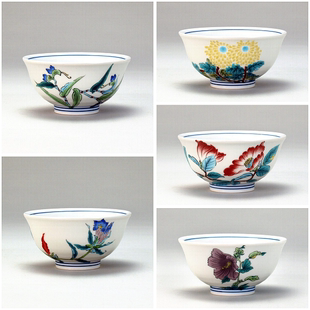 日本代购九谷烧上釉陶瓷茶碗小碗酒碗彩釉饭碗日本制进口手工