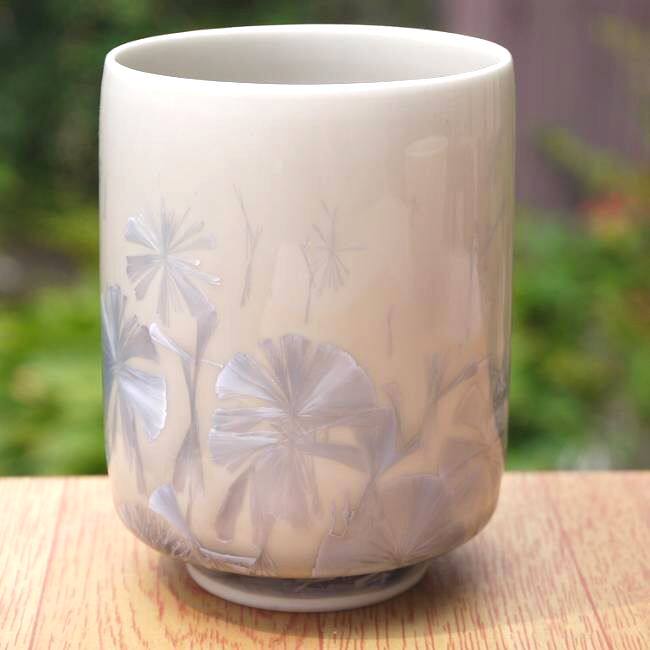 日本代购清水烧花结晶釉陶瓷茶杯酒杯茶碗酒碗高档手工艺品送礼