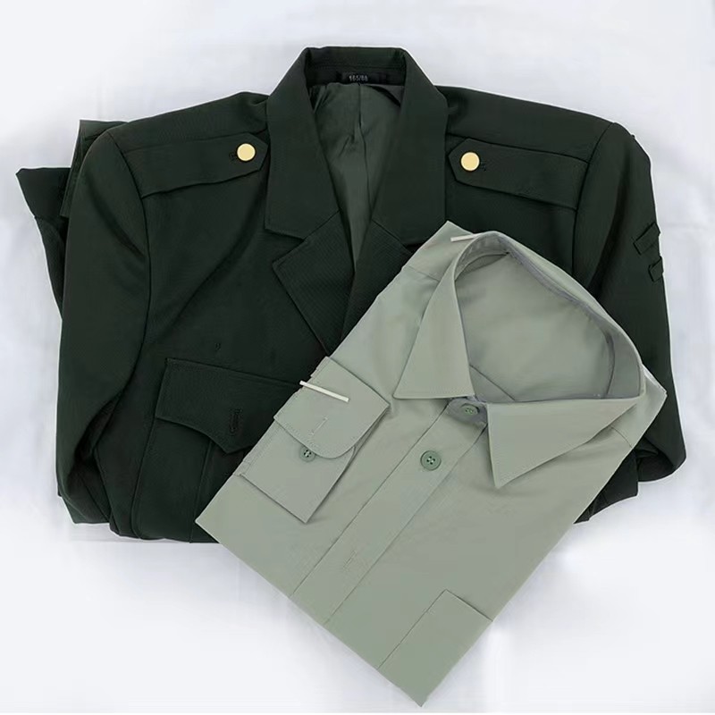 新款春秋套装西装正装松枝绿外套冬季常服中山领口套装男蓝色西装