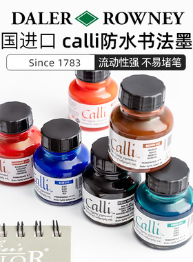 英国进口达拉罗尼DALER-ROWNEY 书法墨水 乔琴CALLI 书法墨水套装 29.5ML 六色彩色墨水