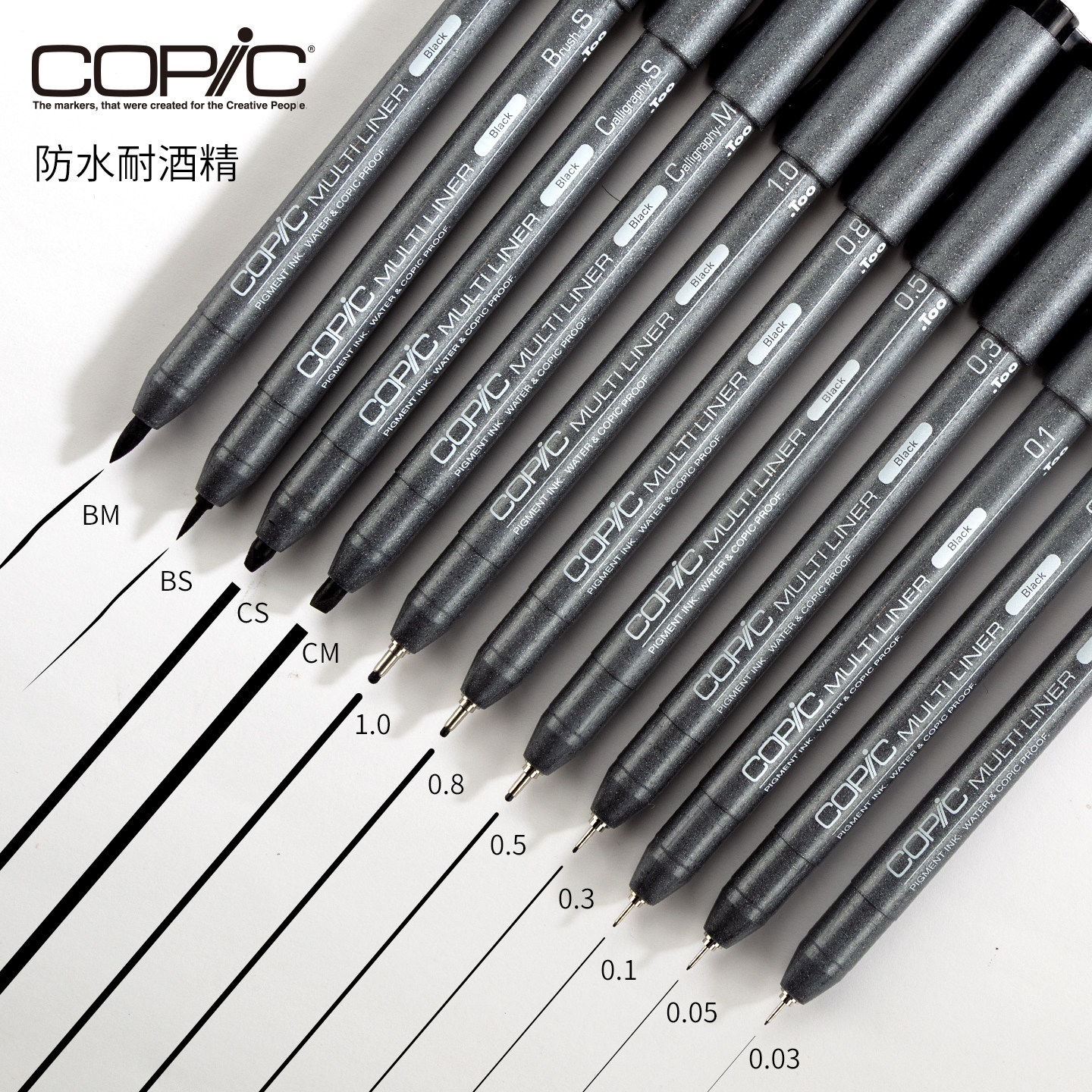 日本copic Multiliner Classic针管笔/勾线笔/绘图笔/草图笔 黑色