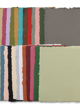 印度PAN ART 250g棉浆多色手工色粉毛边纸 200g水彩绘画素描纸灰色油画棒专用纸粉笔画纸