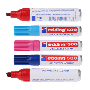 德国 Edding 威迪 500 不易掉色 油性马克笔记号笔Permanent Marker 斜头