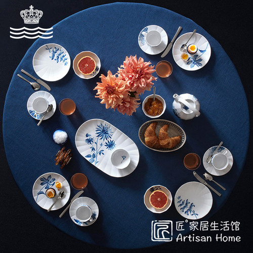 皇家哥本哈根绽蓝花手绘餐盘碗杯