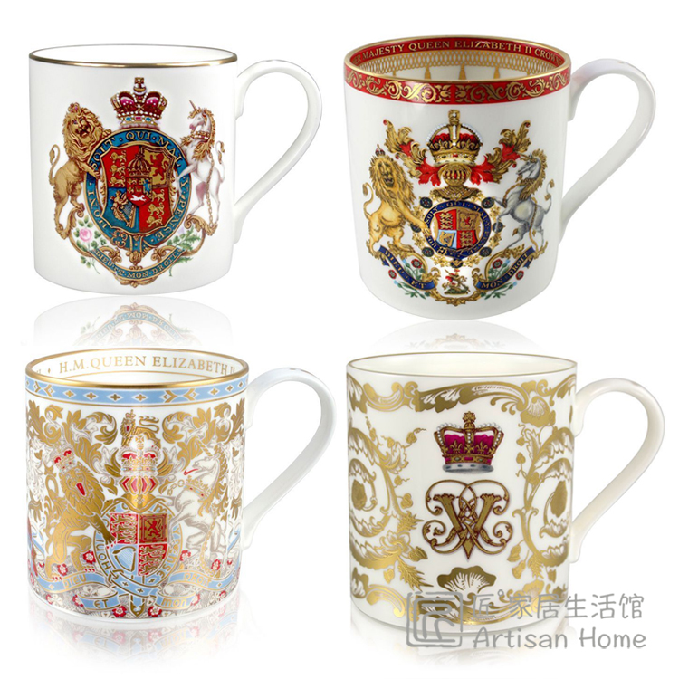 代购 英国Royal Collection骨瓷马克杯350ml女王加冕白