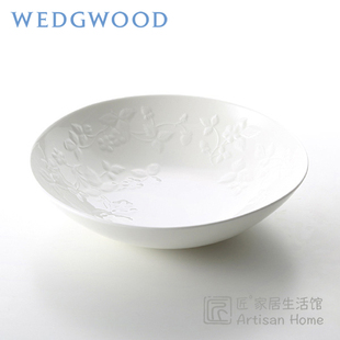 现货 英国WEDGWOOD纯白草莓骨瓷沙拉碗22cm深盘进口野草莓浮雕纹