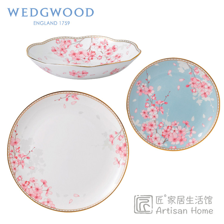 现货WEDGWOOD樱花春蕾骨瓷西餐盘20/27cm荷叶边盘23cm深盘水果盘,餐饮具,盘,淘宝优惠券,粉丝福利购,淘宝优惠卷