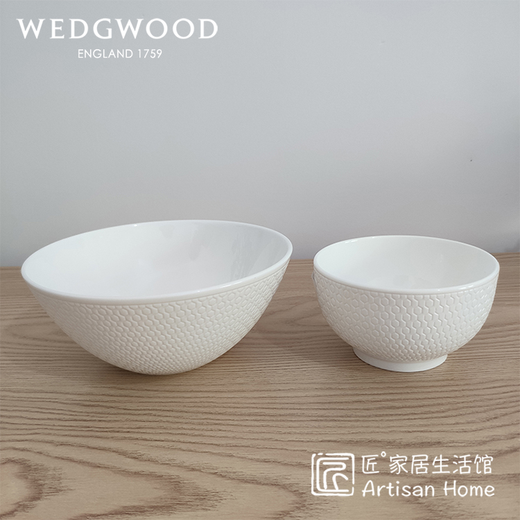 现货 WEDGWOOD GIO几何蜂巢骨瓷米饭碗燕麦碗汤碗纯白浮雕碗正品