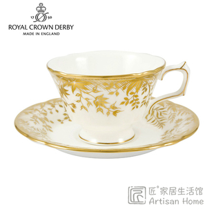 现货英国制Royal Crown Derby金丝蔓骨瓷茶杯咖啡杯进口高档茶具