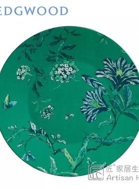 现货Wedgwood Jasper中国风骨瓷西餐盘18/23/27cm翠玉凤凰绿色盘