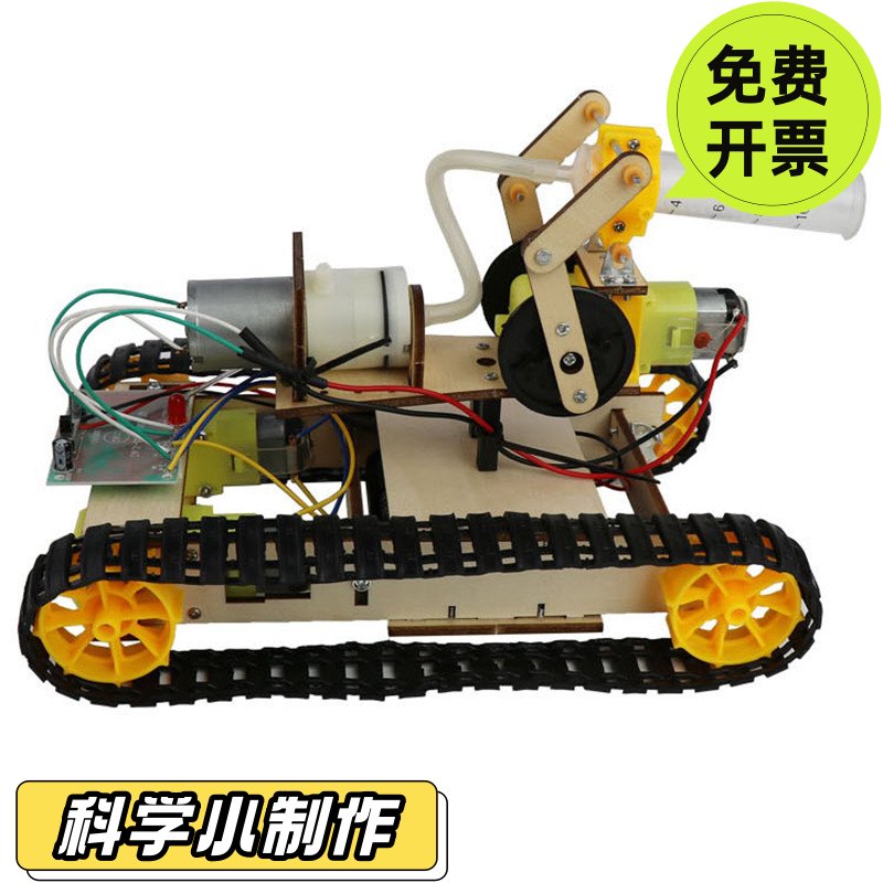 diy电动四轮小车手工木质材料包科学小实验套装儿童益智教具模型