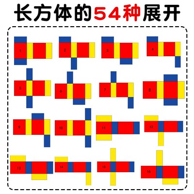 长方体棱长与表面积的54种展开图小学数学立体几何模型演示教F-47