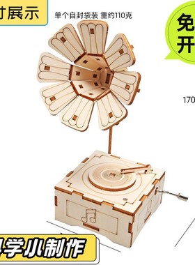 DIY留声机音乐盒材料手工自制摆件复古八音盒科技创意小制作DS65