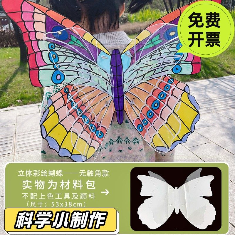 透明彩绘发光蝴蝶diy翅膀手工制作幼儿园创意儿童道具玩具舞SD19