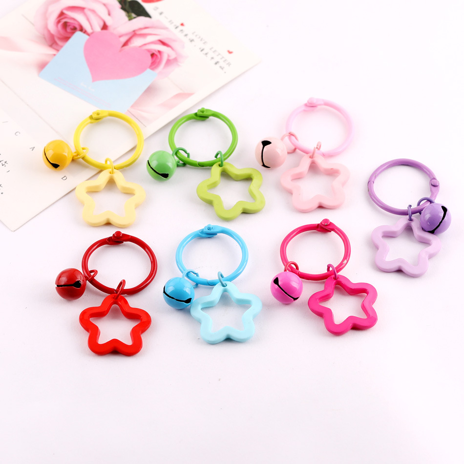 韩系甜美亚克力五角星书环扣钥匙扣挂件 diy公仔玩偶包包装饰配件