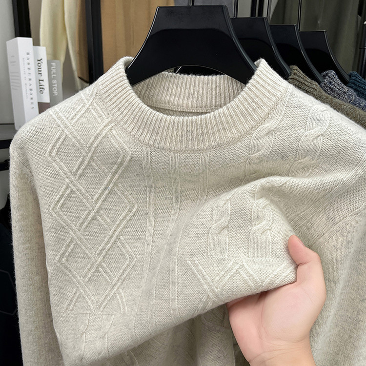 鹿王官方正品男装羊绒衫普通毛线圆领宽松青春活力风冬季新款秋冬