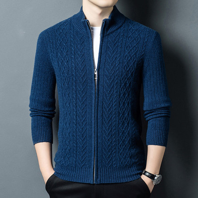 秋冬新款鹿王男装羊绒衫标准羊毛提花冬季休闲风针织衫/官方正品