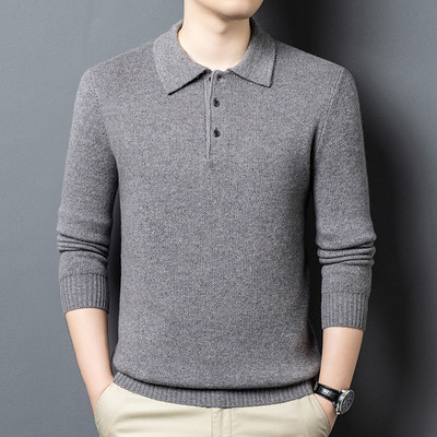 2025新款鹿王官方正品羊毛衫男装羊绒衫夹花驼针织衫男士毛衣