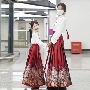 小孩新式随时亲子装小公主马面裙一套适合小个子高端大气曹县汉服