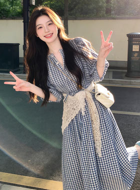 夏日系简约学院风小个子仙女裙
